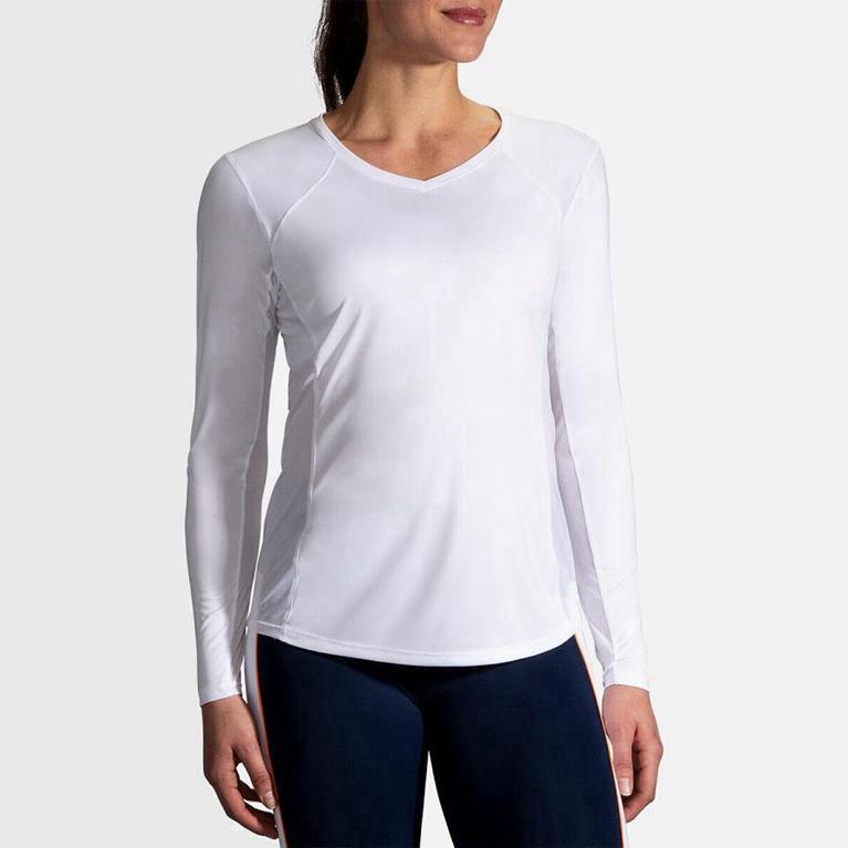 Brooks Stealth NZ - Women's Long Sleeve Running Shirt - White (35416-GDOS)